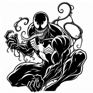 A black and white drawing of a spider man 3