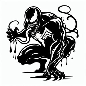 A black and white drawing of a spider man 4