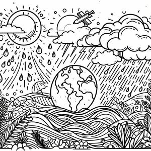 A black and white drawing of the earth