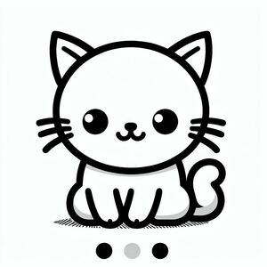 Một bản vẽ đen trắng của một con mèo 3