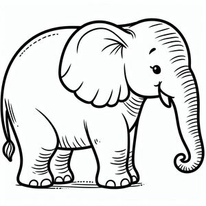 A black and white drawing of an elephant 2