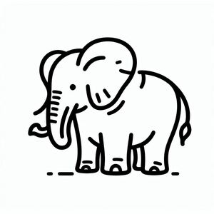 Một bản vẽ đen trắng của một con voi 3