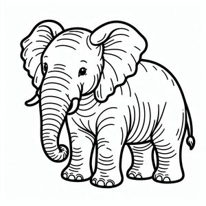 A black and white drawing of an elephant 4
