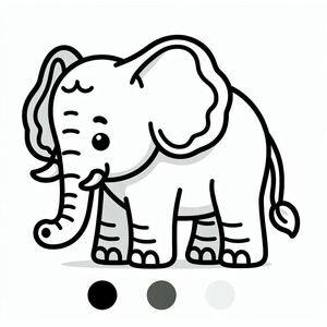 A black and white drawing of an elephant