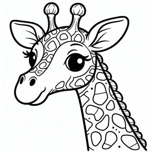 A cartoon giraffe with big eyes and a long neck