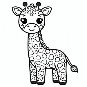 A giraffe with hearts on it's chest