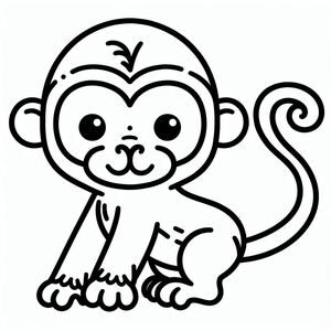 Một bản vẽ đen trắng của một con khỉ 4