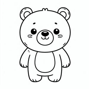A black and white drawing of a teddy bear 4