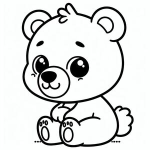 A black and white drawing of a teddy bear