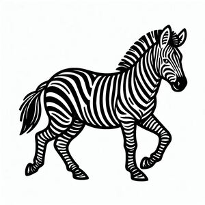 A black and white drawing of a zebra 3