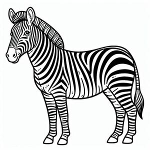 A black and white drawing of a zebra