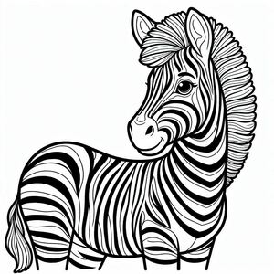 A zebra is shown in black and white