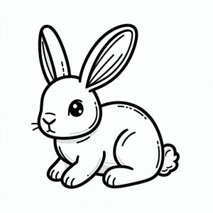 A black and white drawing of a rabbit