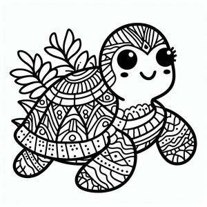 Một con rùa dễ thương với một bông hoa trên lưng