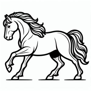 Một bản vẽ đen trắng của một con ngựa 3