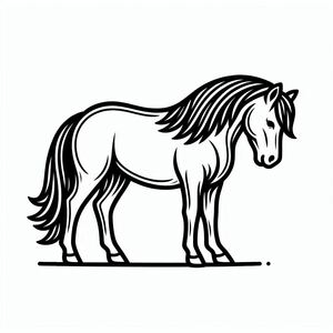 Một bản vẽ đen trắng của một con ngựa 4