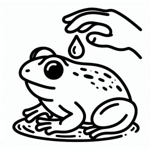 Một con ếch ngồi trên vũng nước