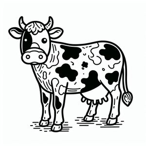 A black and white drawing of a cow 3