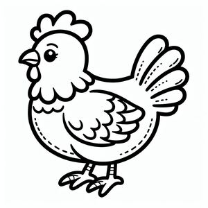 A black and white drawing of a chicken 3