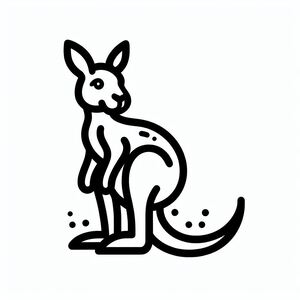 Một bản vẽ đen trắng của một con kangaroo 4