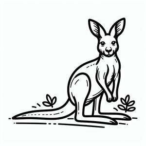 Một bản vẽ đen trắng của một con kangaroo