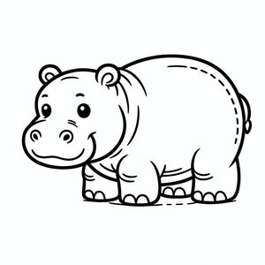 A cartoon hippo standing in the grass 3