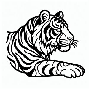 A black and white drawing of a tiger 2