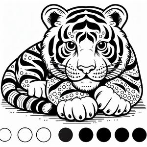 A black and white drawing of a tiger 4