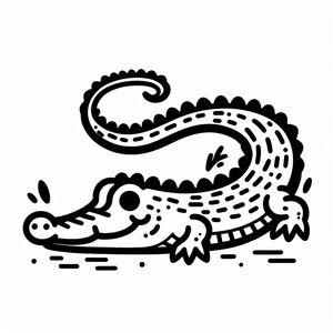 Một bản vẽ đen trắng của một con cá sấu