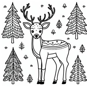 A deer in the woods surrounded by trees