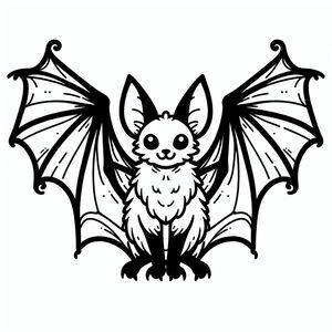 A black and white drawing of a bat 4