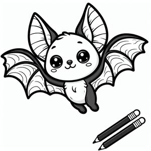 A cartoon bat with a pencil in it