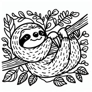 A black and white drawing of a slotty on a branch