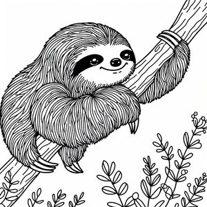 A slotty hanging on a tree branch coloring page