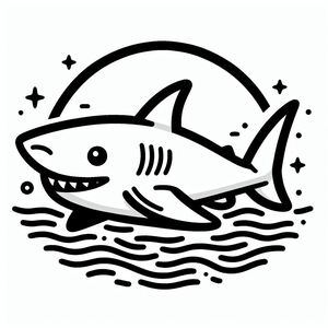 A black and white drawing of a shark 4