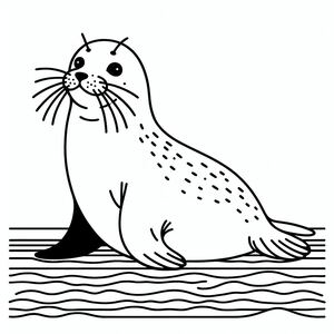A seal animal sitting on the water