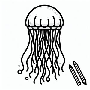 A drawing of a jellyfish with a pencil