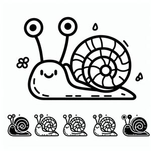A black and white drawing of a snail 4