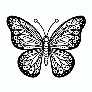 A black and white butterfly on a white background