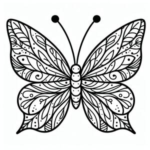 A black and white butterfly with intricate patterns