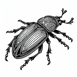 A black and white drawing of a beetle 3