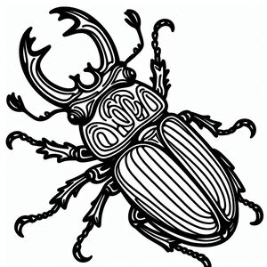 A black and white drawing of a beetle 4
