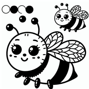 A black and white drawing of a bee 3