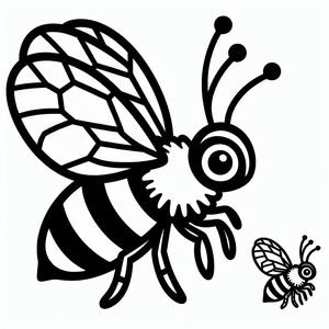A black and white drawing of a bee 4
