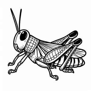 A black and white drawing of a praying bug