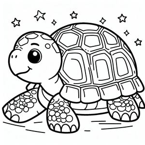 A cartoon turtle with stars on its back