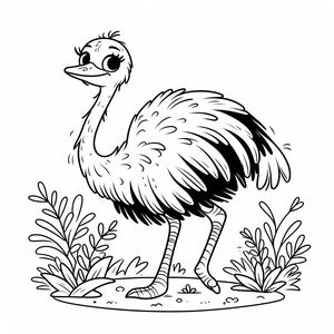 An ostrich is standing in the grass