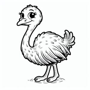 An ostrich is standing in the water