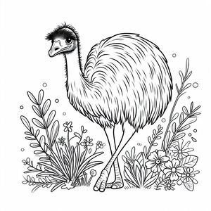 An ostrich is standing in the grass