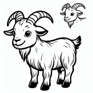 A goat with horns and a goat head